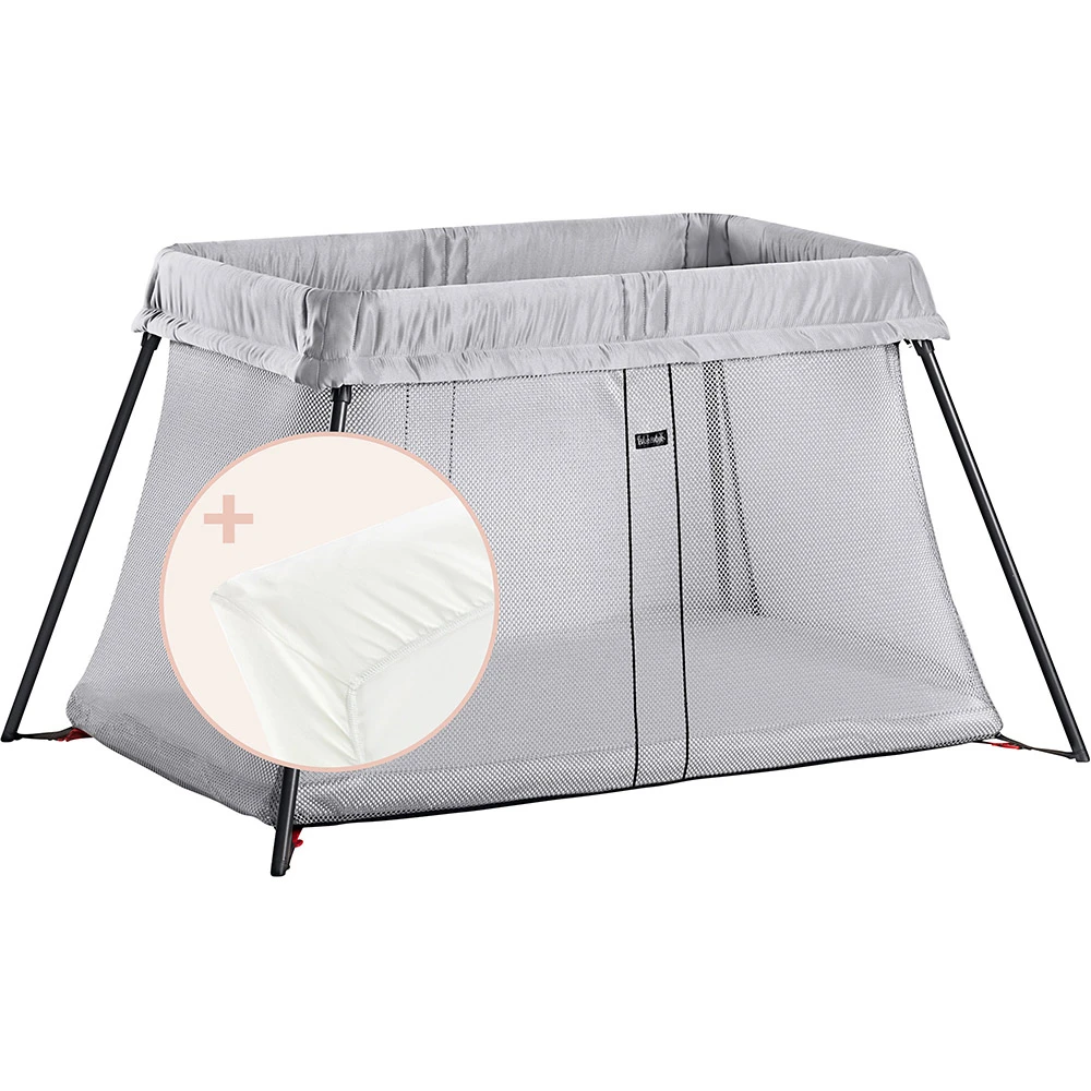 Lit De Voyage Light + Drap Housse Argent De BabyBjörn