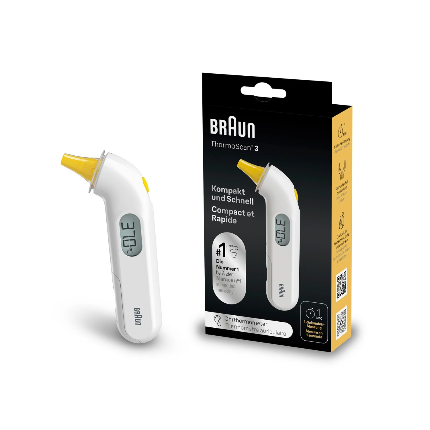 ThermoScan® 3 Thermomètre Auriculaire, IRT3030 De Braun 3 ThermoScan® 3 Thermomètre Auriculaire, IRT3030 De Braun