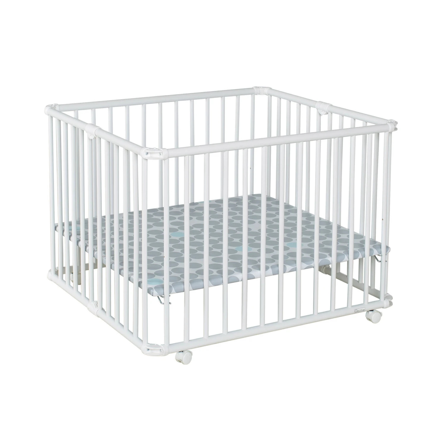 Parc Pliable Lucilee+ Blanc Pois Gris De Geuther
