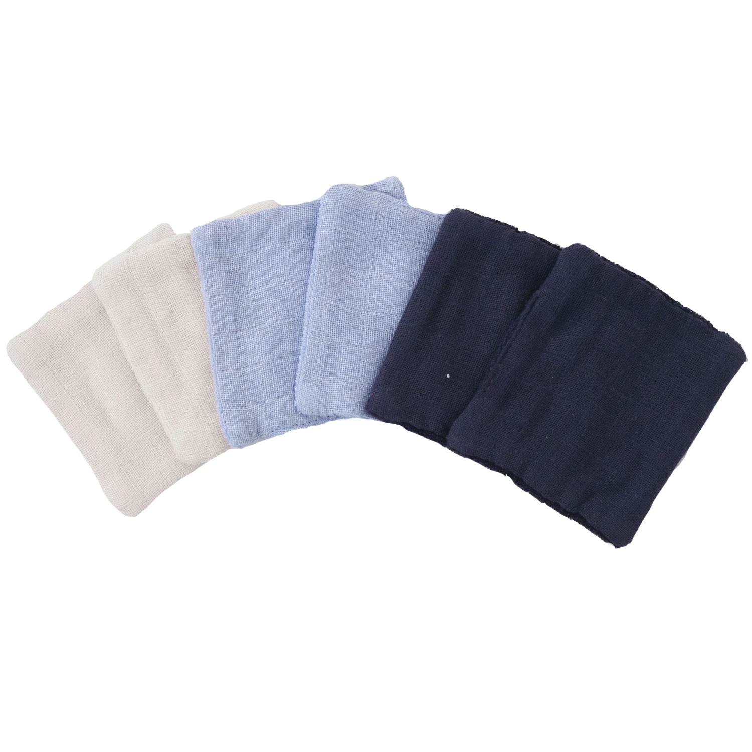Lot De 6 Lingettes Lavable En Mousseline Blanc/bleu 10 X 10 Cm De Trois Kilos Sept 3 Lot De 6 Lingettes Lavable En Mousseline Blanc/bleu 10 X 10 Cm De Trois Kilos Sept