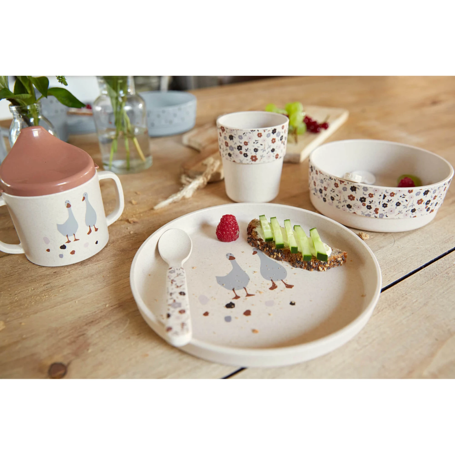 LÄSSIG Tiny Farmer Coffret Repas Enfant Mouton & Oie Nature De Lässig – Image 2