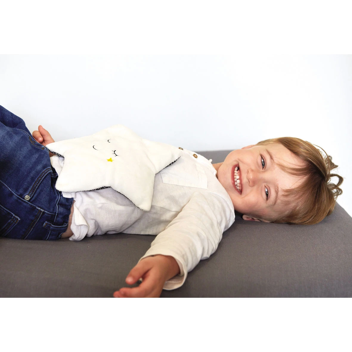 Mon étoile Relax Bouillotte Graines De Lin Blanc/Gris De Candide – Image 4