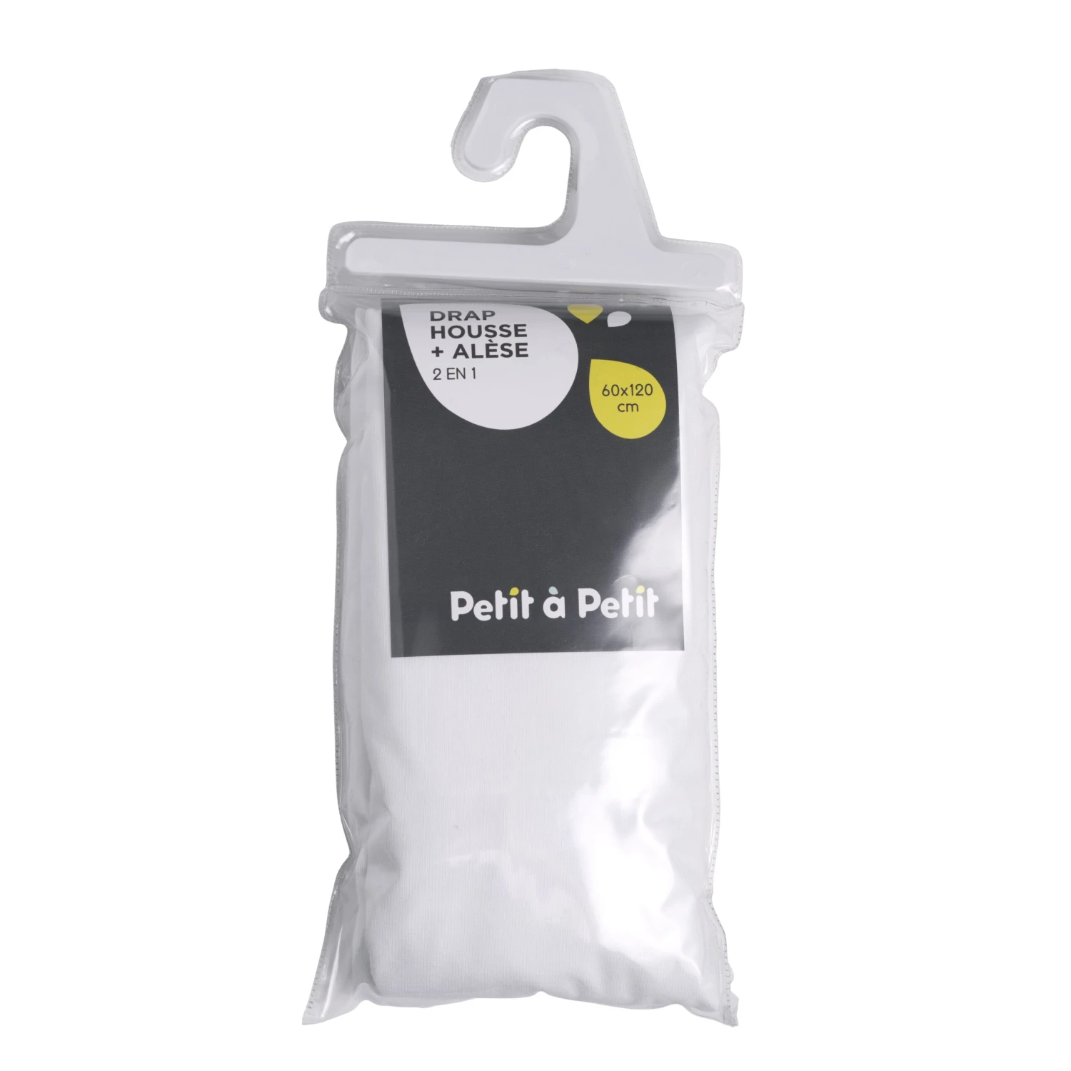 Drap Housse + Alèse 2-en-1 Blanc 60 X 120 Cm De Petit à Petit