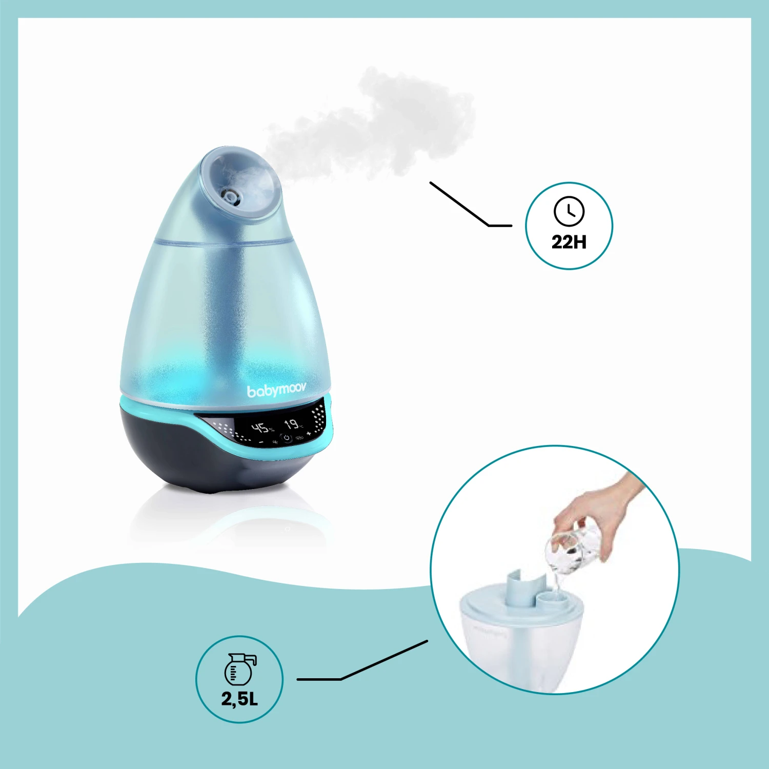 Hygro(+) Humidicateur à Vapeur Froide + Mouche Bébé Blanc De Babymoov – Image 4