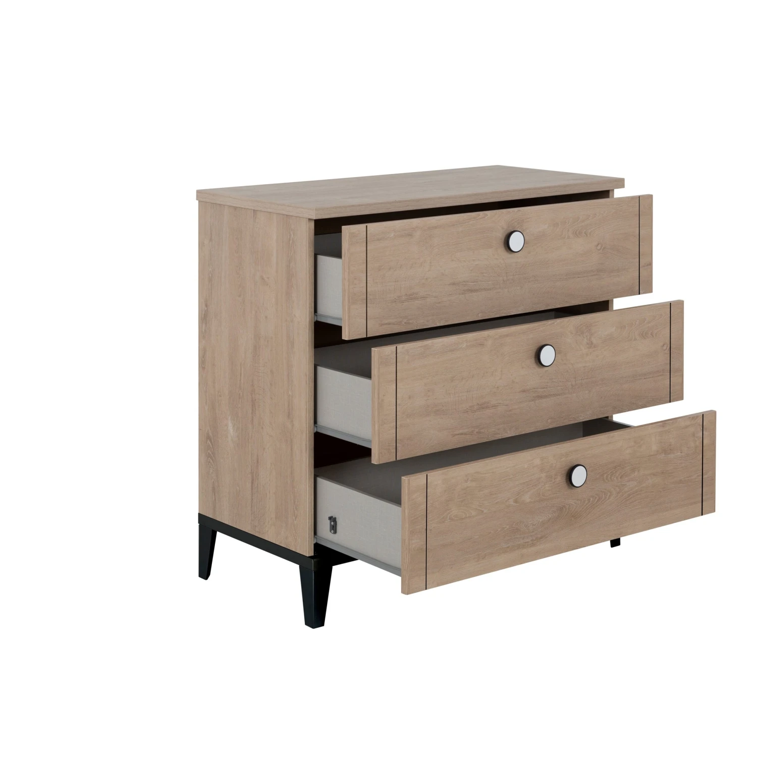 Marcel Commode 3 Tiroirs Chêne Blond/Noir De Galipette – Image 2