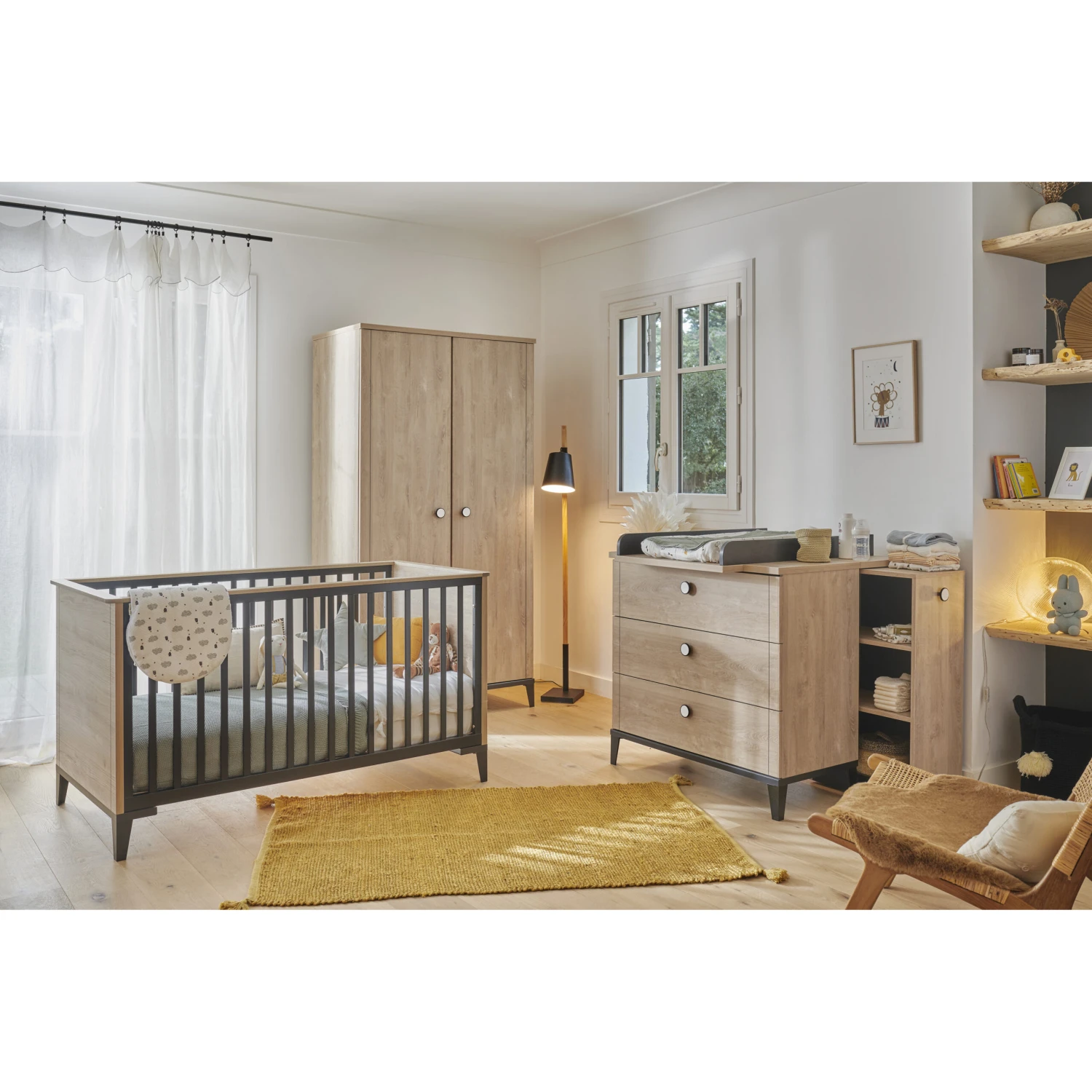 Marcel Commode 3 Tiroirs Chêne Blond/Noir De Galipette – Image 3