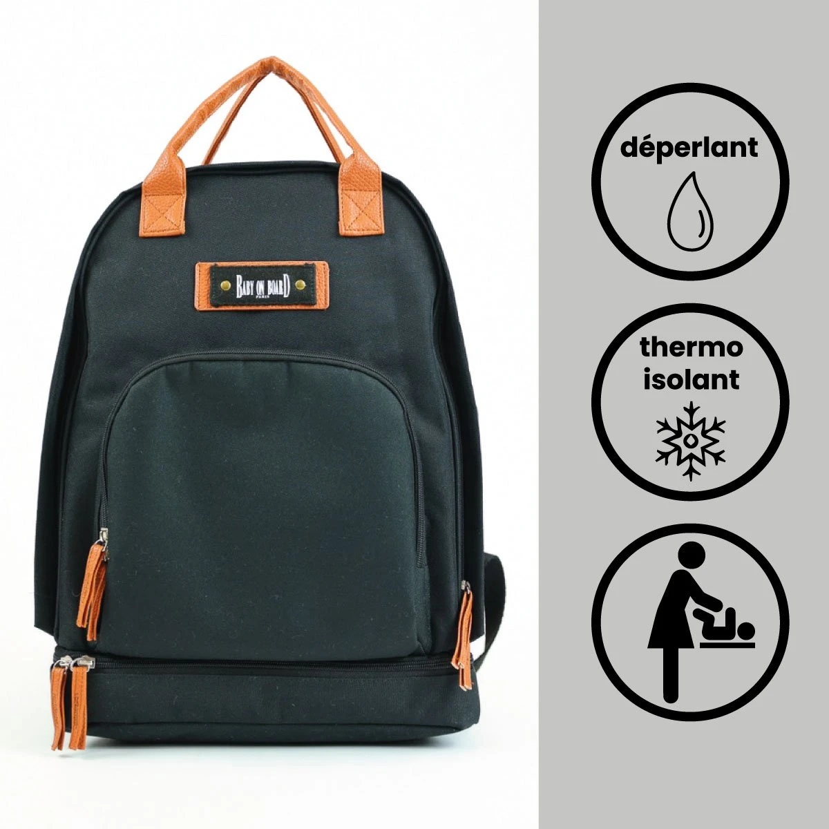 Sac à Dos à Langer Backpack Noir De Baby On Board – Image 2