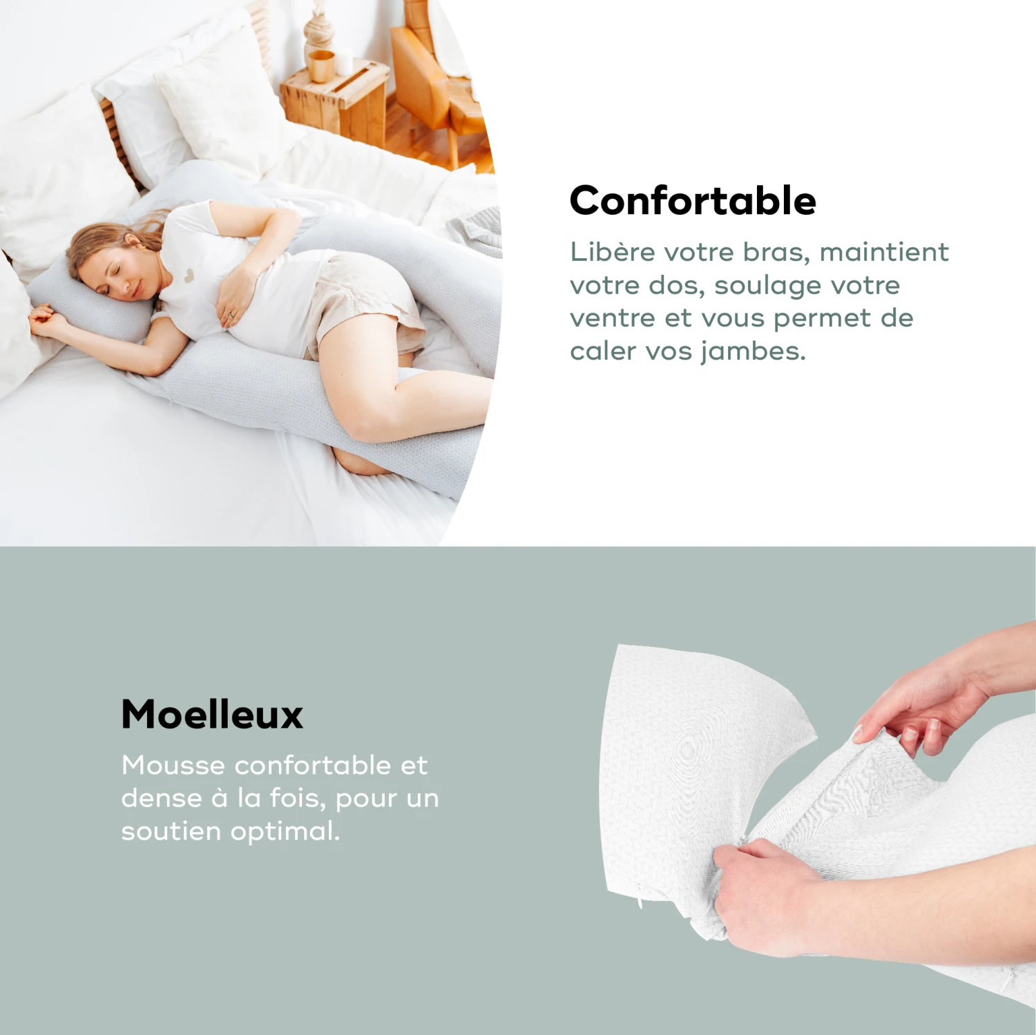 Coussin D'allaitement & De Grossesse Grand Format - B.Love XXL Mineral Gris De Babymoov – Image 4