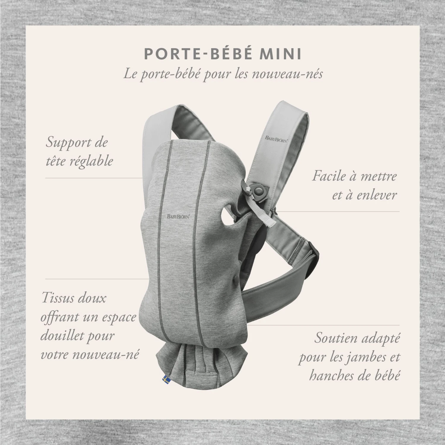 Porte-bébé Mini Noir Coton De BabyBjörn – Image 9